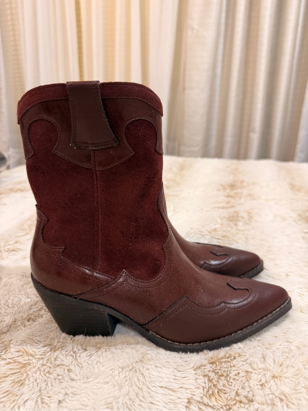 Crown Vintage Izzie Brown Leather & Suede Western Cowboy Boots – Women’s 7.5
